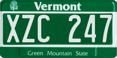 VT license plate XZC247