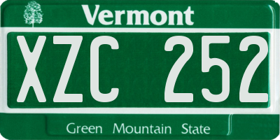 VT license plate XZC252