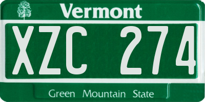 VT license plate XZC274