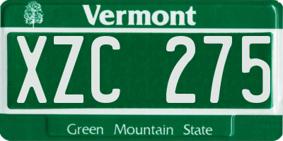 VT license plate XZC275