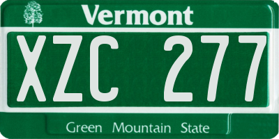 VT license plate XZC277