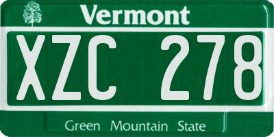 VT license plate XZC278