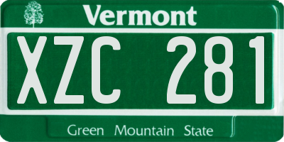 VT license plate XZC281