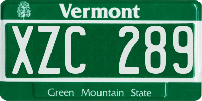VT license plate XZC289