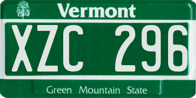 VT license plate XZC296