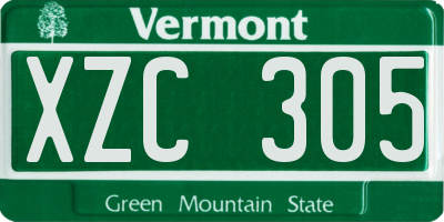 VT license plate XZC305