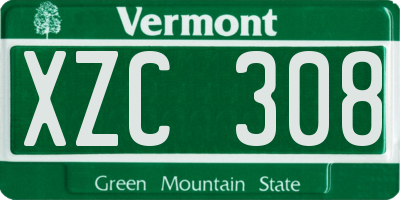 VT license plate XZC308