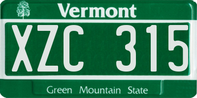VT license plate XZC315