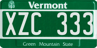 VT license plate XZC333