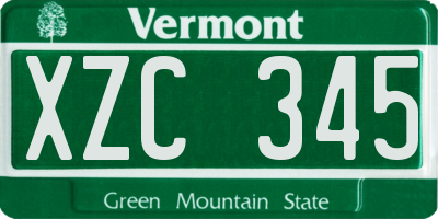 VT license plate XZC345