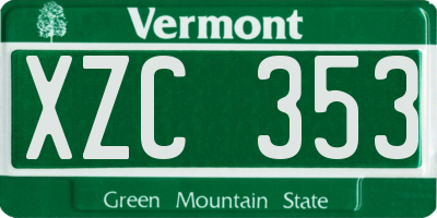 VT license plate XZC353