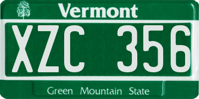 VT license plate XZC356