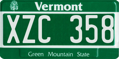 VT license plate XZC358