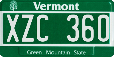 VT license plate XZC360