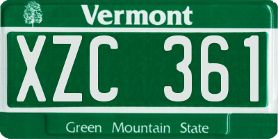 VT license plate XZC361