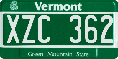 VT license plate XZC362