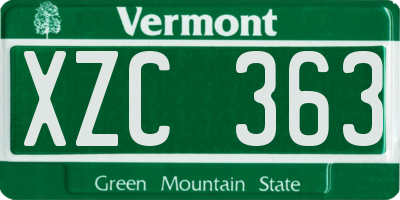 VT license plate XZC363