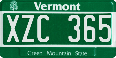 VT license plate XZC365