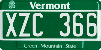 VT license plate XZC366