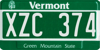 VT license plate XZC374