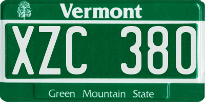 VT license plate XZC380