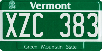 VT license plate XZC383