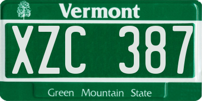 VT license plate XZC387