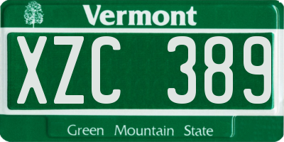 VT license plate XZC389