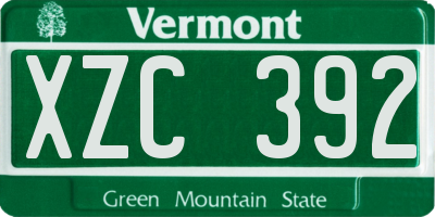 VT license plate XZC392