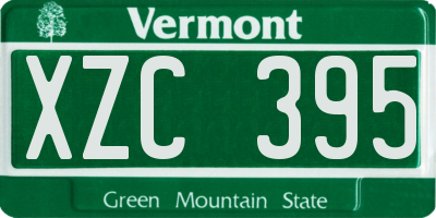 VT license plate XZC395