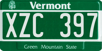 VT license plate XZC397