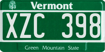 VT license plate XZC398