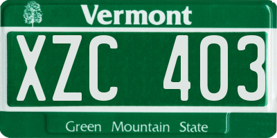 VT license plate XZC403