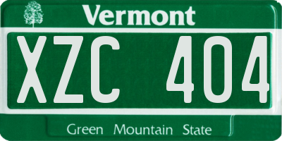 VT license plate XZC404