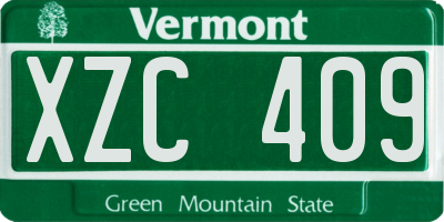VT license plate XZC409