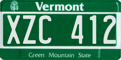 VT license plate XZC412