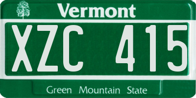VT license plate XZC415