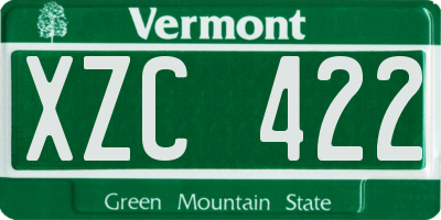 VT license plate XZC422
