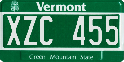 VT license plate XZC455