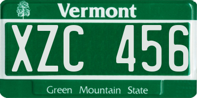 VT license plate XZC456