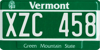 VT license plate XZC458