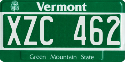 VT license plate XZC462
