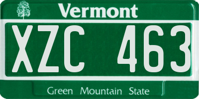 VT license plate XZC463