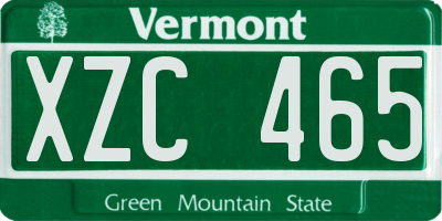 VT license plate XZC465