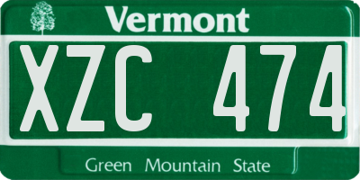 VT license plate XZC474