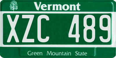 VT license plate XZC489