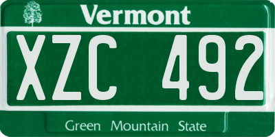 VT license plate XZC492