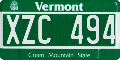 VT license plate XZC494