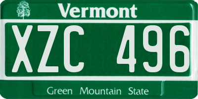 VT license plate XZC496