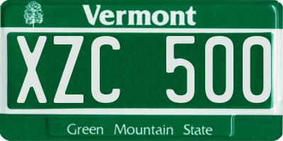 VT license plate XZC500